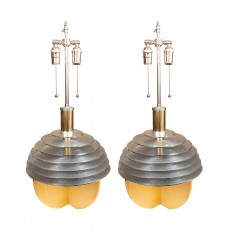 Pair of mixed metal space age table lamps